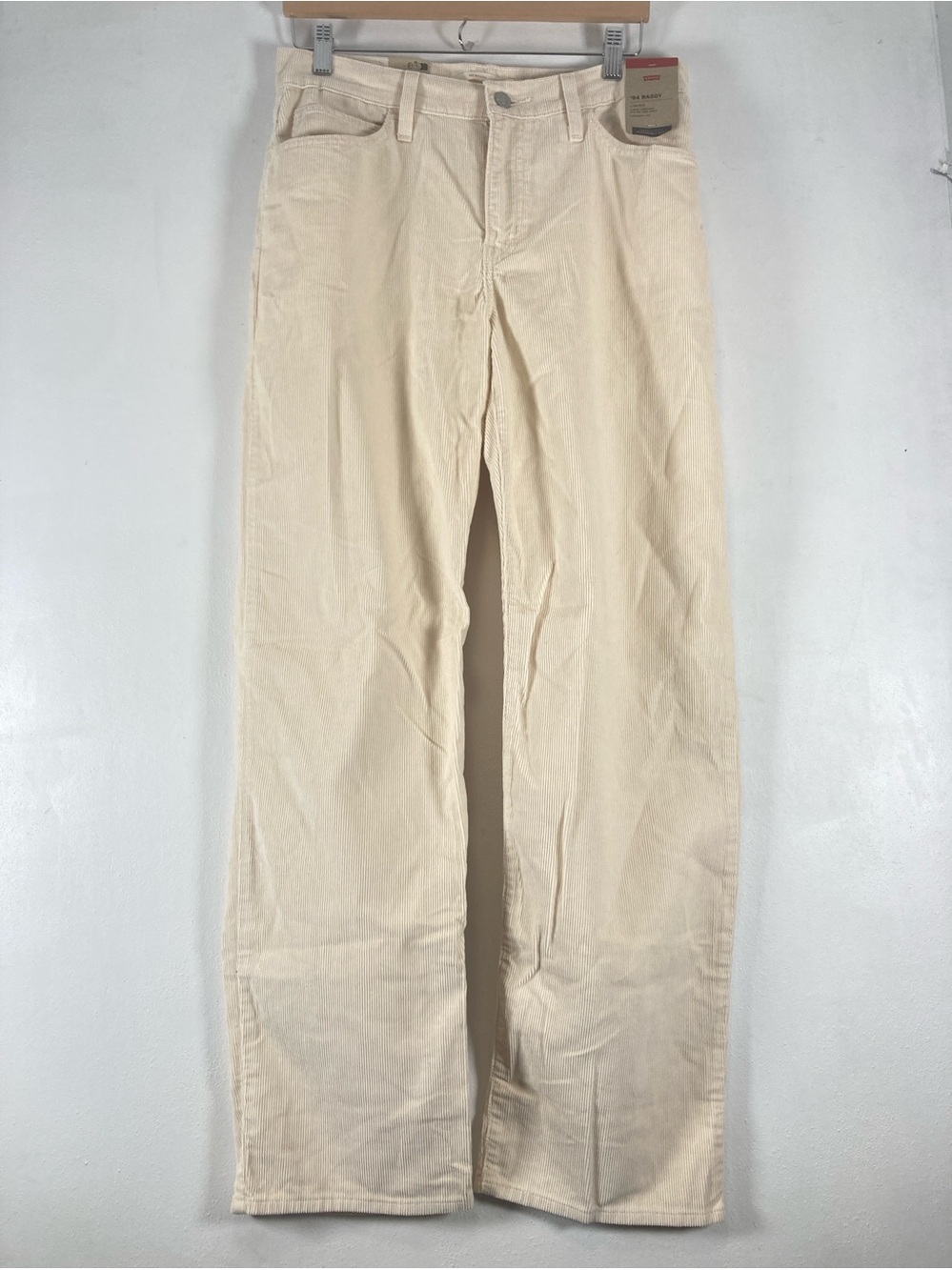 Levis 94 Baggy Corduroy Pants Womens 29X31 Mid Rise Straight Leg cream Retro